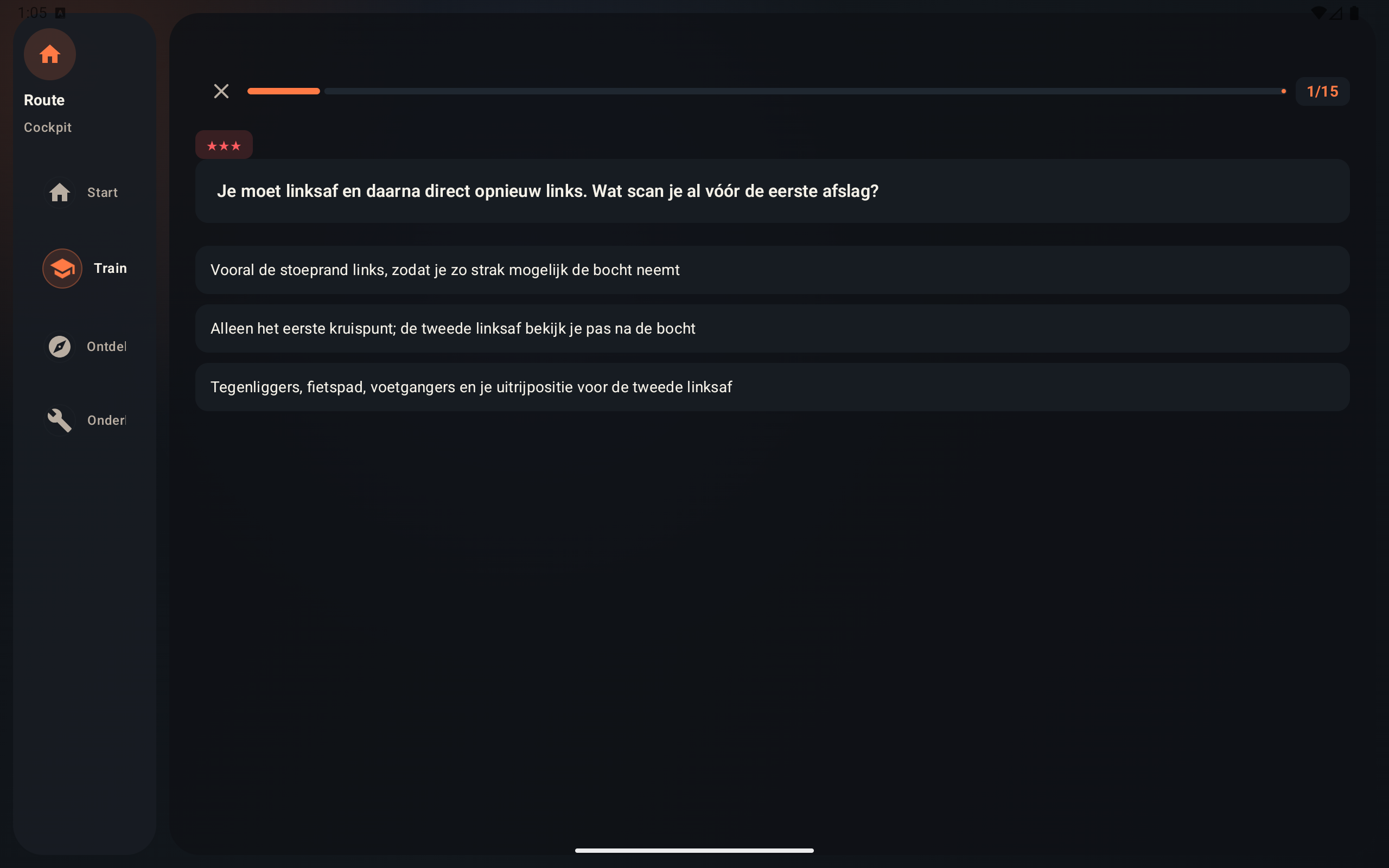 Own the Route op een Android-tablet, scherm 6 van 6